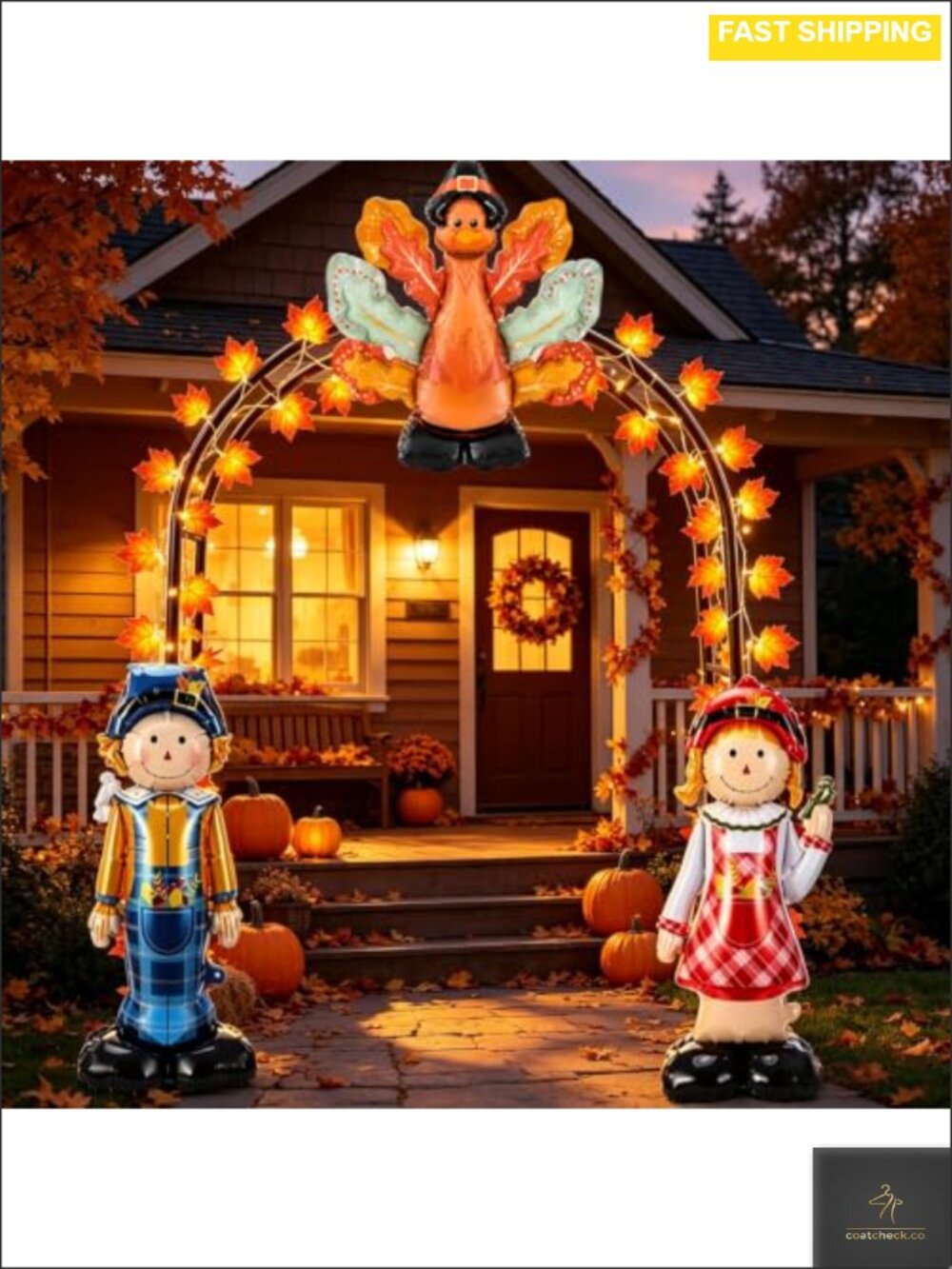 Metal Thanksgiving Archway Outdoor Decoration with Balloons and Lights